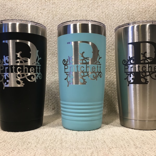 Custom Monogram Laser Engraved Polar Camel Insulated Tumbler 20 oz. Powder Coated