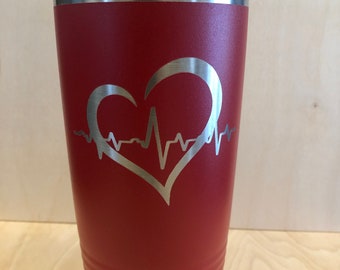 EKG Line Sinus Rhythm Heart Nurse’s Gift Laser Engraved Insulated Tumbler 20 oz.