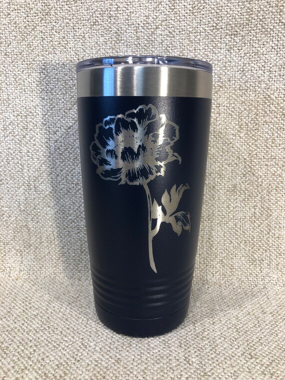 Beautiful Flower Design Laser Engraved Insulated Tumbler 20 Etsy