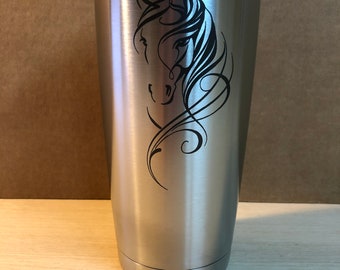 Fancy Horse Head Laser Engraved Polar Camel Stainless Steel Insulated Tumbler 20 oz.
