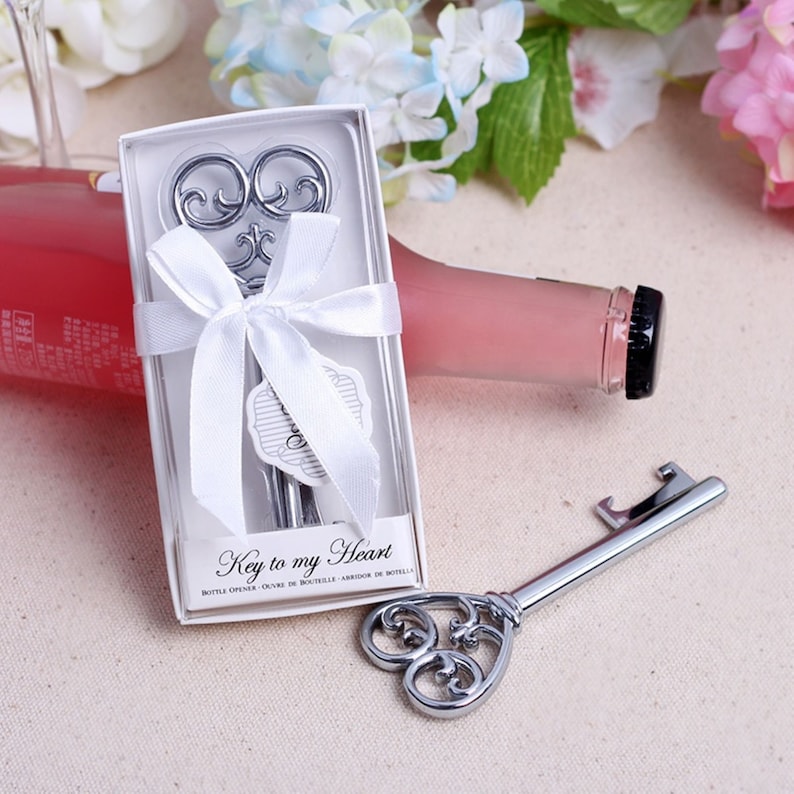 Wedding Favors  Heart Shaped Key Bottle Opener Wedding Favors image 1