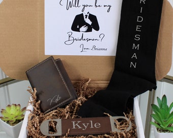 Bridesman Gift/Man of Honor Gift/Bridesman Proposal With Wallet and Bottle Opener/Bridesmans Socks