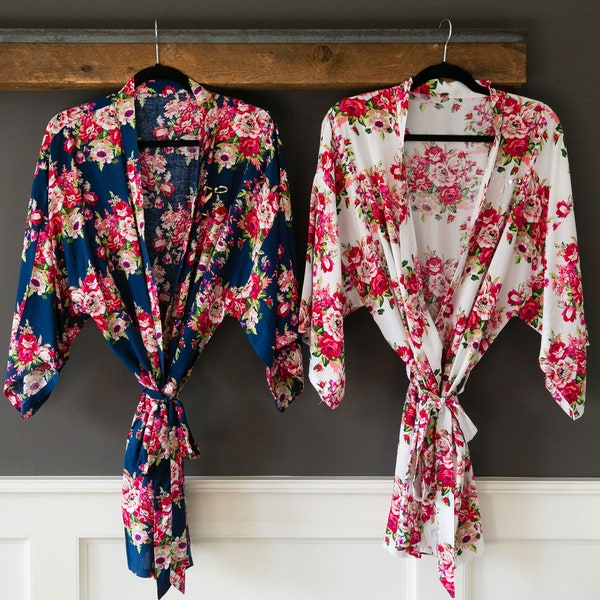 Floral Bridal Party Robes | Personalized Bridesmaid Robe/wedding day robes/bridesmaid floral cotton robes