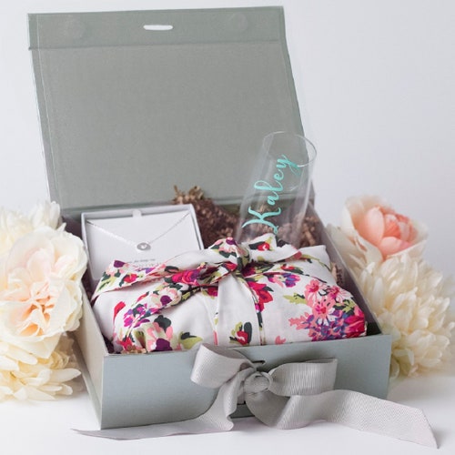 Bridesmaid Gift Box With Knot Bracelet Robe and Etsy