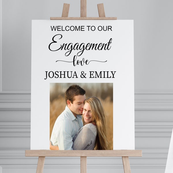 Engagement Welcome Sign with Photo/Engagement Photo Welcome sign/Engagement Party Welcome sign/Wedding Sign