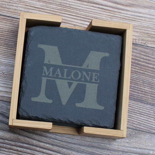 Set gepersonaliseerde leisteen onderzetters | Huis Warming Gift | Gepersonaliseerde woondecoratie | Verjaardagscadeau | Jubileumcadeau