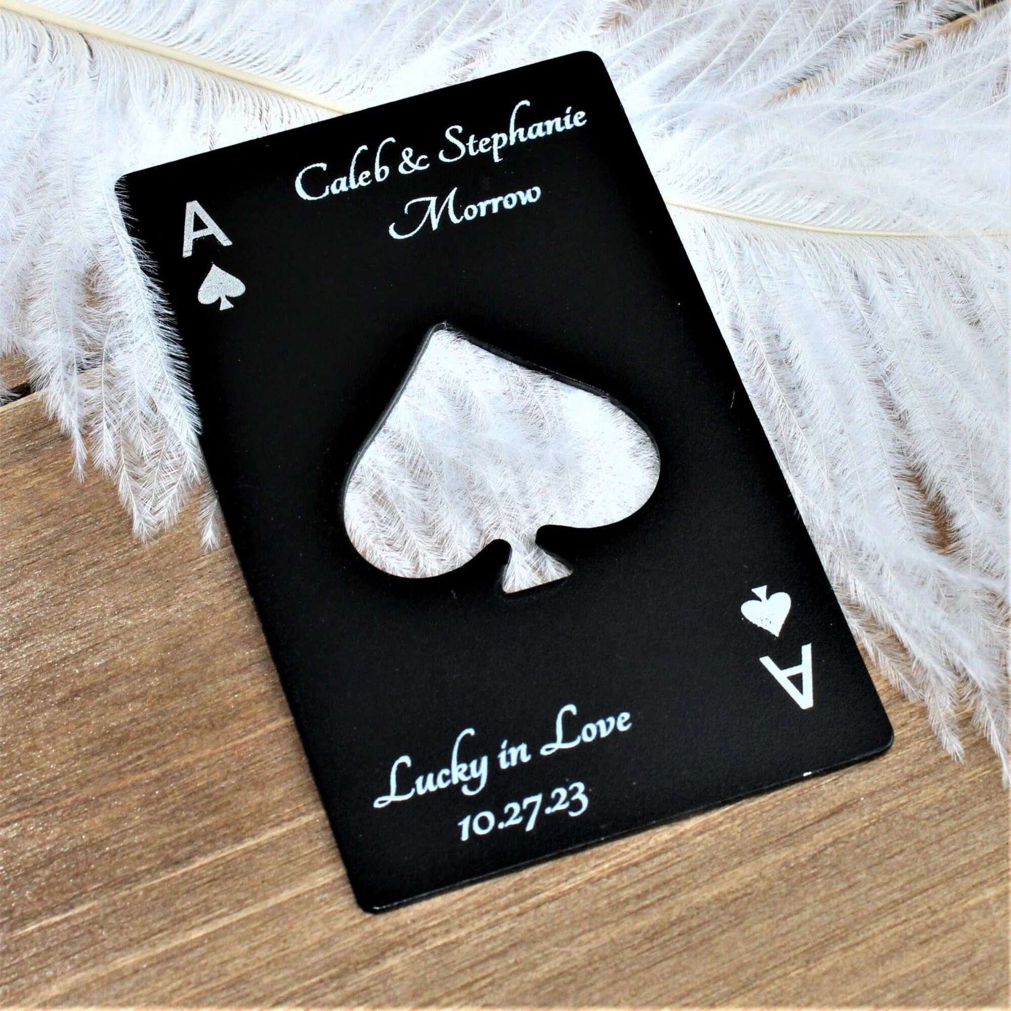 Graphics And More Ace Of Spades Black & White Leather Keychain - Resin Design On Leather Backing - View #12