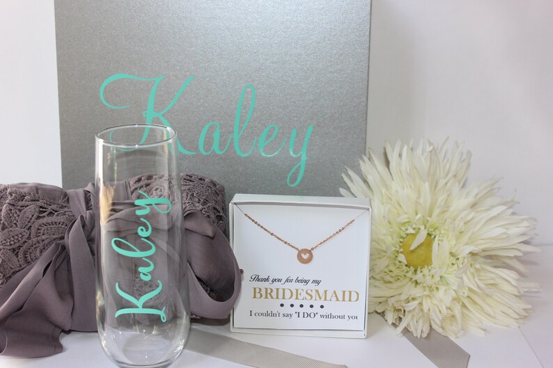 Bridesmaid Gift Box With Personalized Robe Champagne Glass Etsy