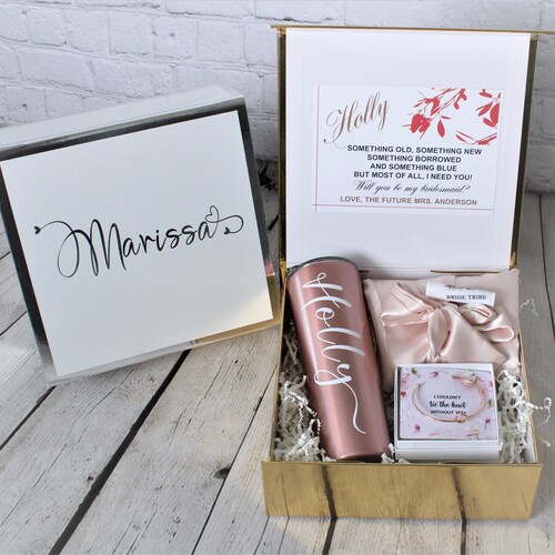 Bridesmaid Gift Box With Personalized Robe Champagne Glass Etsy