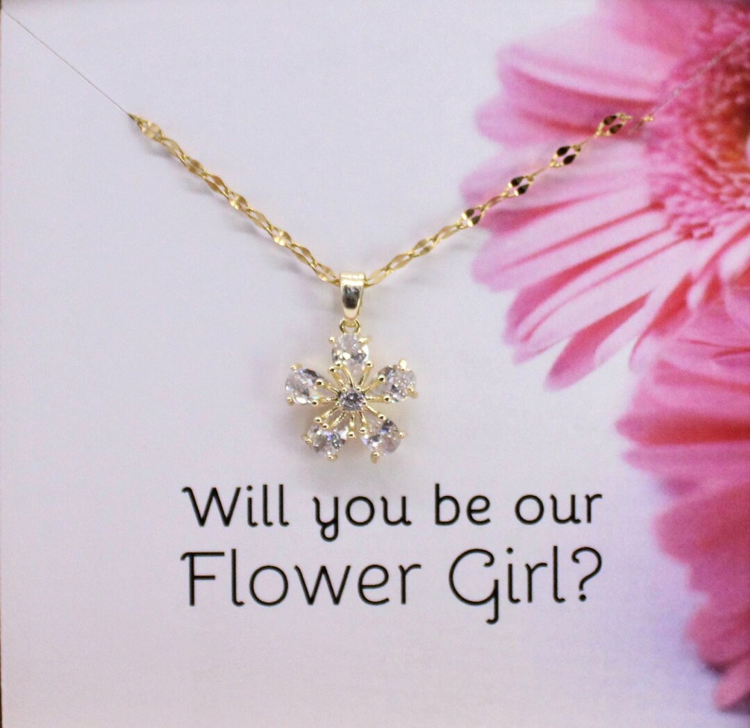 Flower Girl Necklace/flower Girl Proposal/thank You Flower Girl Pendant