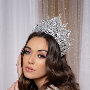 Majestic Wedding Crown, Royal Bridal Crown, Silver Crown, Large Crown, Crystal Royal Crown, BILQUISE MAJESTIC Bridal Crown