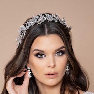 Vine Wedding Headpiece, Silver Bridal Headpiece, Swarovski Leaf Headpiece, NORABEL Bridal Headpiece