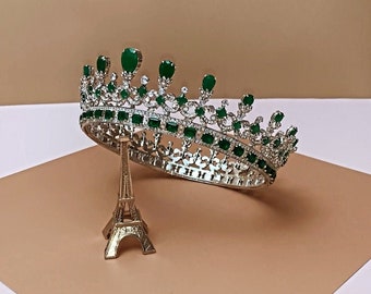 Bridal Full Crown, Bridal Full Crown, Wedding Headpieces, Tiaras and Crowns, MAJESTIC EMERALD Swarovski Bridal Crown