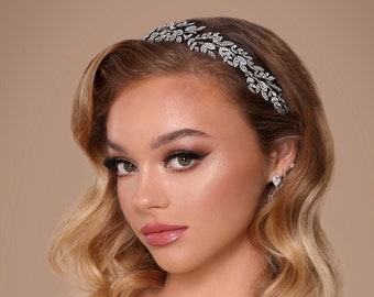 NICCI Bridal Headband, Boho Wedding Headband, Floral Headband, Swarovski Headpiece, Bendable Headpiece, Wedding Headpiece