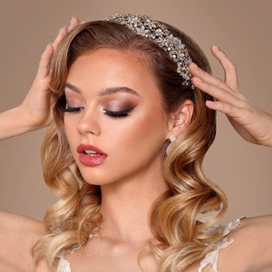AMARA Bridal Headband, Swarovski Bridal Headband, Elegant Headband, Swarovski Crystals Headband, Flexible Headband, Wedding Headband