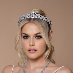 Gold Wedding Tiara, Swarovski Crystal Tiara, Simple Tiara, Bridal Headpiece, Dainty Tiara, NADIA Bridal Tiara