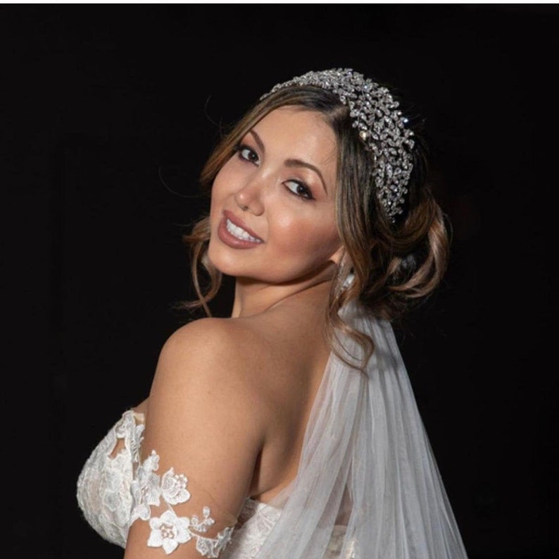 RAIYA Bridal Headpiece, Wedding Headband, Swarovski Bridal Headband, Elegant Headpiece, Swarovski Crystals Headband image 1