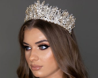 ELISABETTA 3D Bridal Tiara, Swarovski Wedding Tiara, Bridal Tiaras and Crowns, Silver Tiara, Luxurious Crown, Swarovski Cystals, Gold Tiara