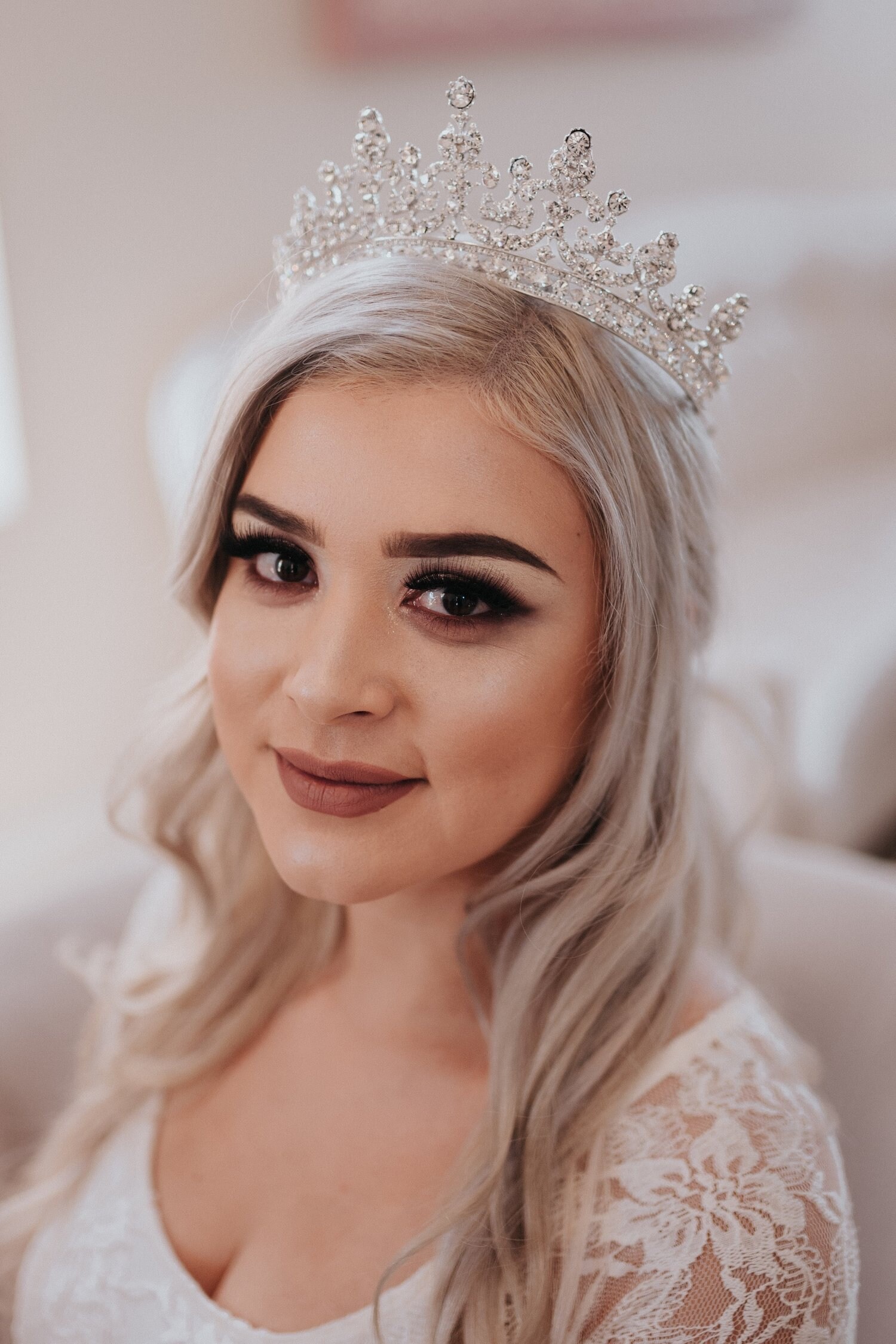 VALENTENA Swarovski Bridal Tiara, Wedding CrownElegant Silver Tiara Britannia Sparkly Cubic Zirconia Crystal Bridal Tiara main image 4