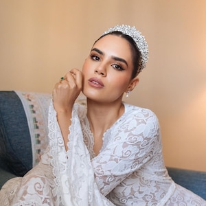 ISABELLA bruiloft tiara, bruidskroon en tiara, Swarovksi tiara, zilveren zendspoel, bruids tiara, bruids tiara zilver, quinceanera tiara