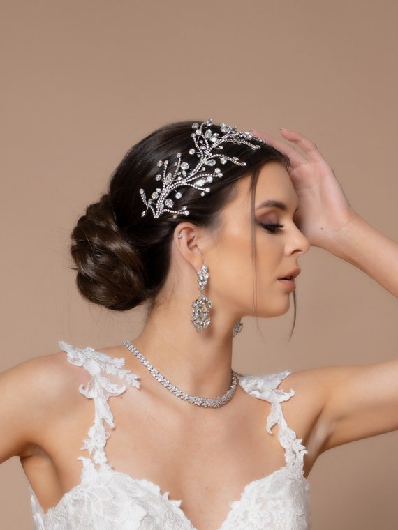 Flexible Bridal Headband Long Wedding Headband Large Headband