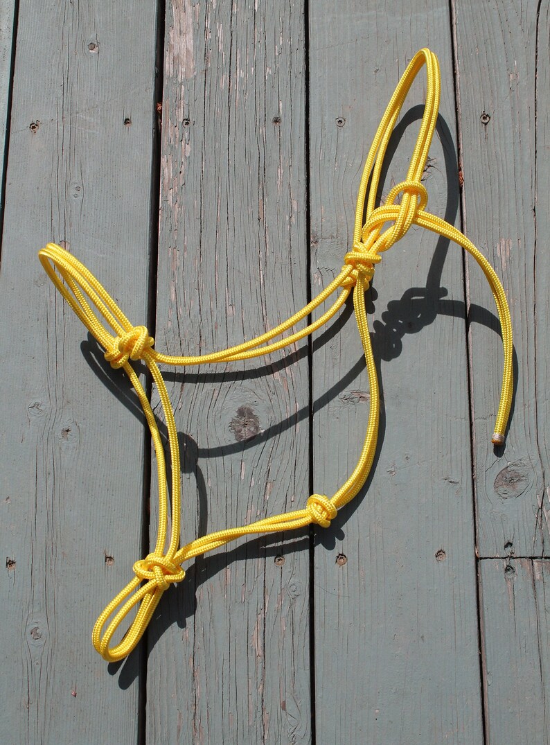 Yellow Rope Halter STIFF Training Halter - 28 Colors - 2 or 4 Knots - 1/4