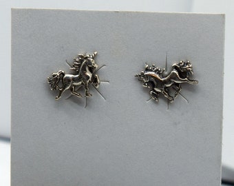 Unicorn Sterling Silver Stud Earrings 10 mm wide