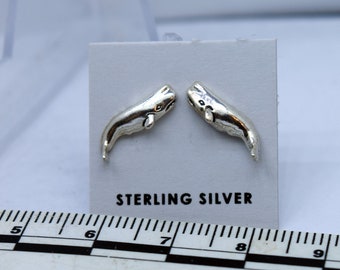 Sperm Whale Sterling Silver Stud Earrings 13 mm wide