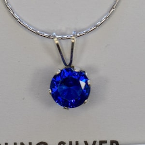 Stunning Blue Spinel Silver Pendant on 18 Inch Chain Birthstone Jewelry