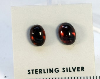 Handmade Almandine Garnet Oval Stud Earrings 7x5mm - January Birthstone Jewelry