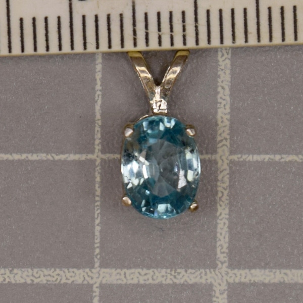 Cambodian Natural Blue Zircon 8 mm x 6 mm Oval Cut Pendant in Sterling silver on an 16 to 20 inch Adjustable Sterling chain