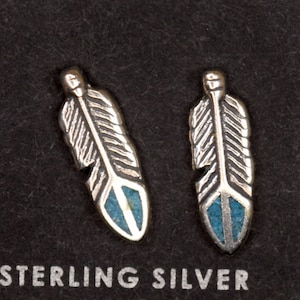 Bohemian 9mm Turquoise Feather Earrings