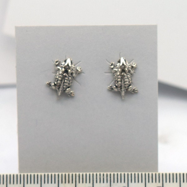 Horny Toad Earrings Sterling Silver Stud Earrings 13 mm high