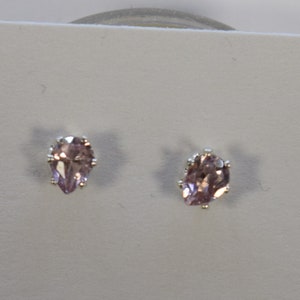 Elegant Pink Tourmaline Teardrop Sterling Silver Stud Earrings - Handcrafted Gemstone Jewelry