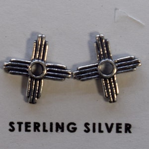 Sterling Silver Pueblo Sun Symbol Stud Earrings, 10mm Wide Zia Jewelry