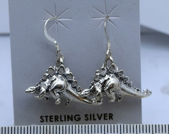 Stegosaurus Earrings Dinosaur Earrings Sterling Silver Hook Earrings 24 mm wide