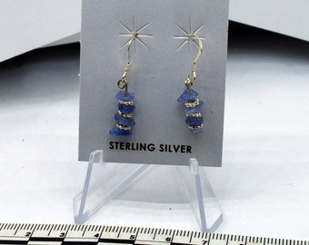 Delicate Violet Tanzanite Chip Earrings - Sterling Silver Hooks, 27mm Long, Purple Gemstone Jewelry