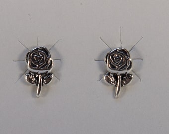 Dainty Sterling Silver Rose Stud Earrings - 10mm Floral Botanical Jewelry Gift for Garden Lovers