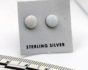 Natural Australian White Opal Earrings Handmade 6 mm Surgical Steel Stud Earrings