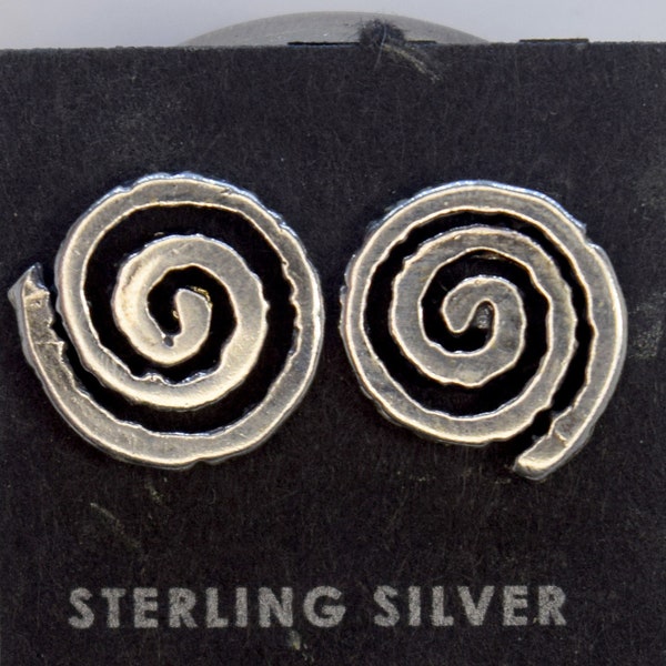 Spiral Petroglyph Earrings Sterling Silver Stud Earrings 10 mm wide