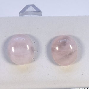Handcrafted Pink Rose Quartz Stud Earrings: 8x10mm Gemstone on Hypoallergenic Surgical Steel Posts