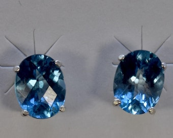 Elegant Sterling Silver Earrings with London Blue Topaz for November Birthdays
