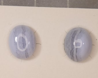 Elegant Blue Lace Agate Crystal Stud Earrings - Surgical Steel Posts - Handmade Healing Jewelry