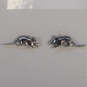 Wildlife Inspired Sterling Silver Stud Armadillo Earrings