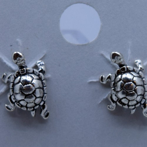 Turquoise Turtle Earrings Sterling Silver Turtle Stud - Etsy