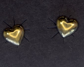 Gold Vermeil Heart Earrings 14kt Gold over Sterling Silver Stud Earrings 8 mm wide Gilded Silver