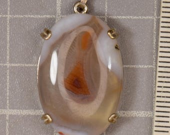 Elegant Brazil Agate Pendant: Sterling Silver Prong Setting, 18x25mm Gemstone