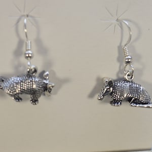 Elegant Armadillo Sterling Silver Hook Drop Earrings