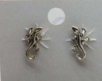 Sterling Silver Reptile Stud Earrings Lizard Gift Jewelry 12mm