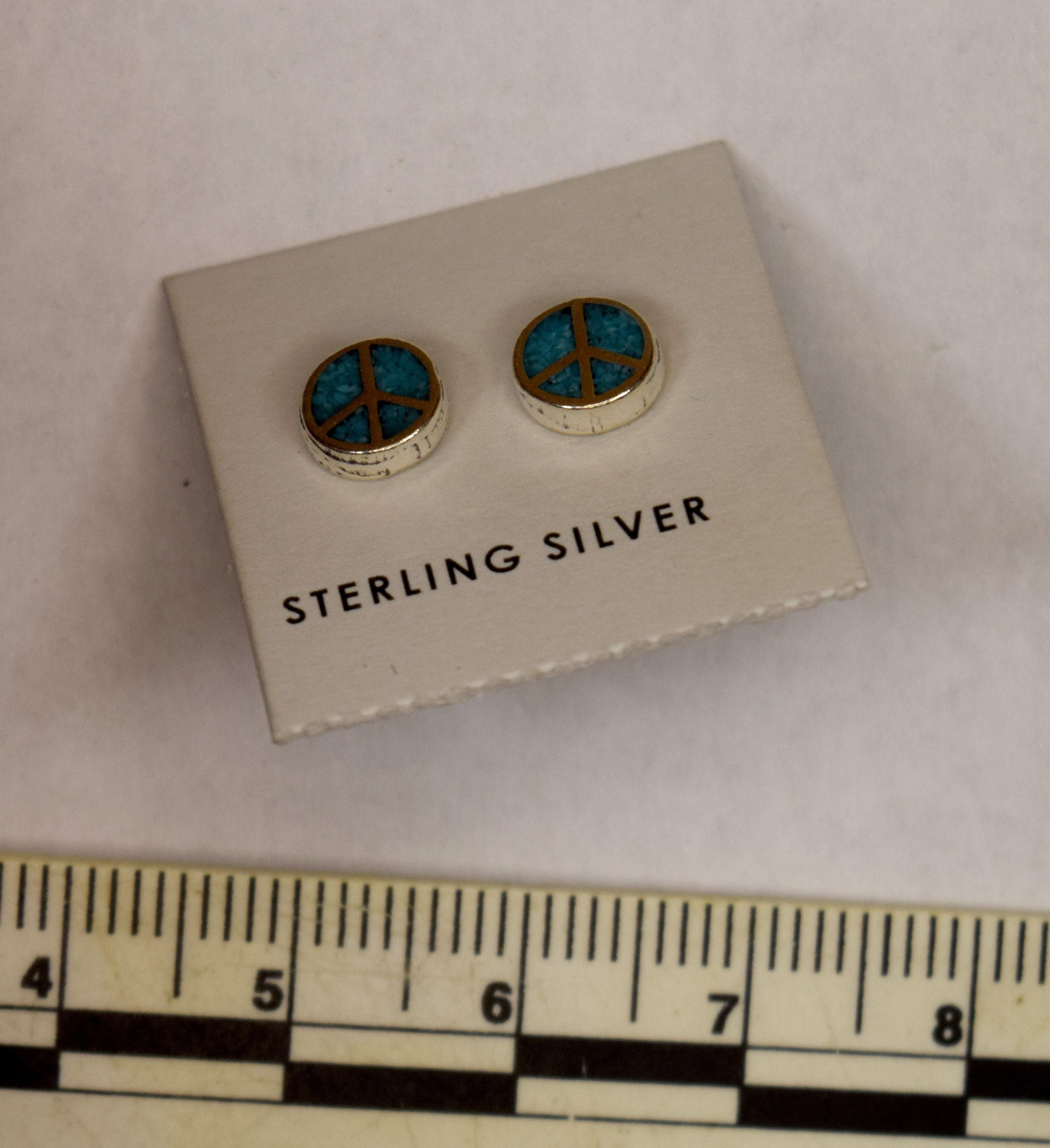 Earring Signs Peace Sign Earrings Sterling Silver Turquoise Inlay Stud Earrings 7 Mm ...